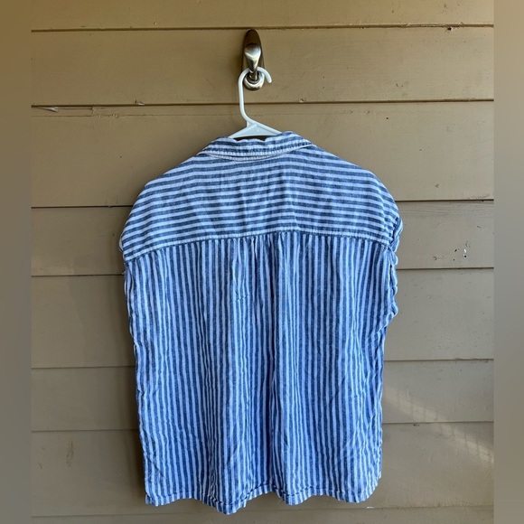 Orvis Striped Linen Button Down Shirt - Size L - Nautical Summer Casual Modest - Picture 8 of 8